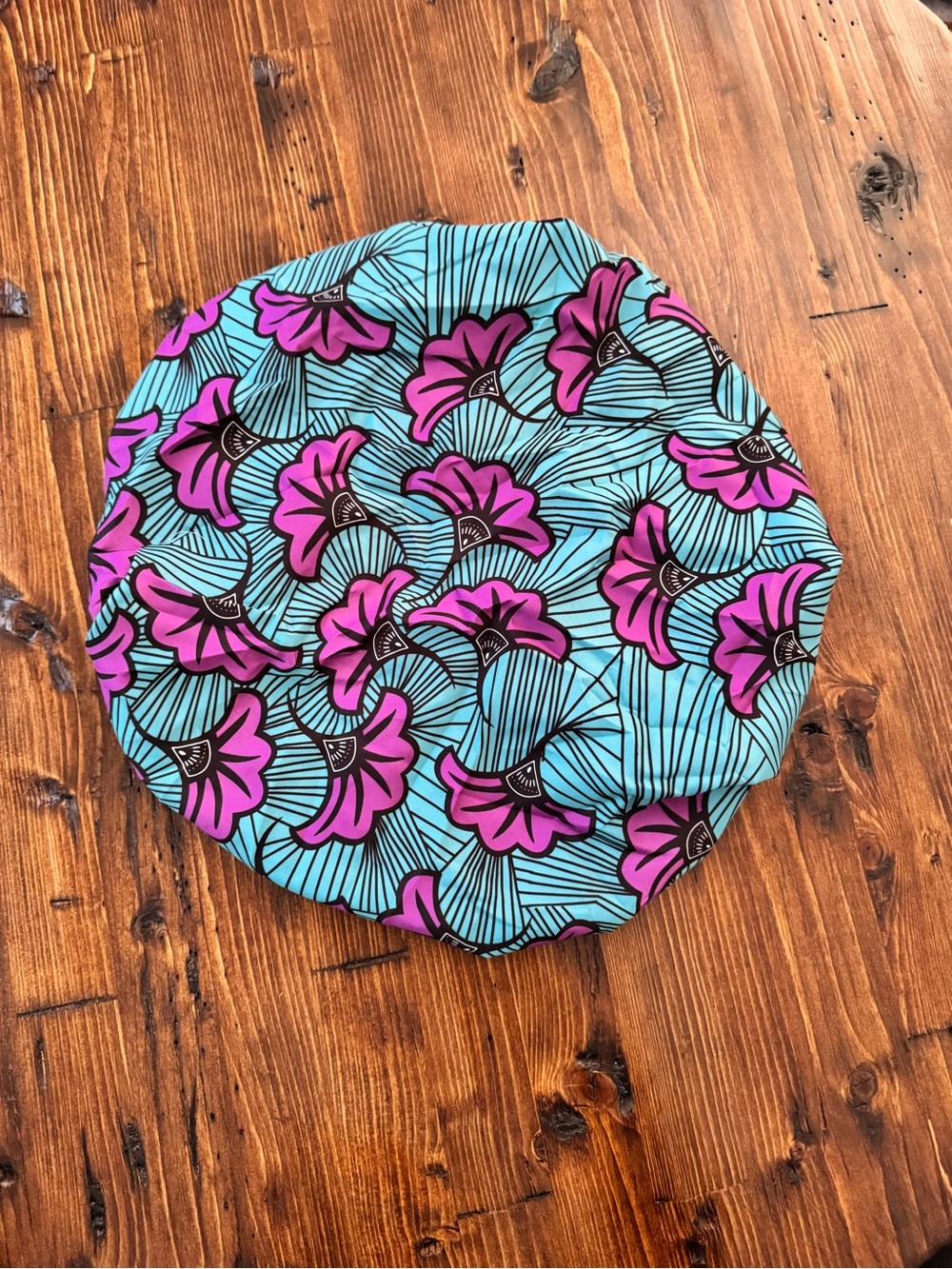 Turquoise & Pink Floral Satin Lined Bonnet